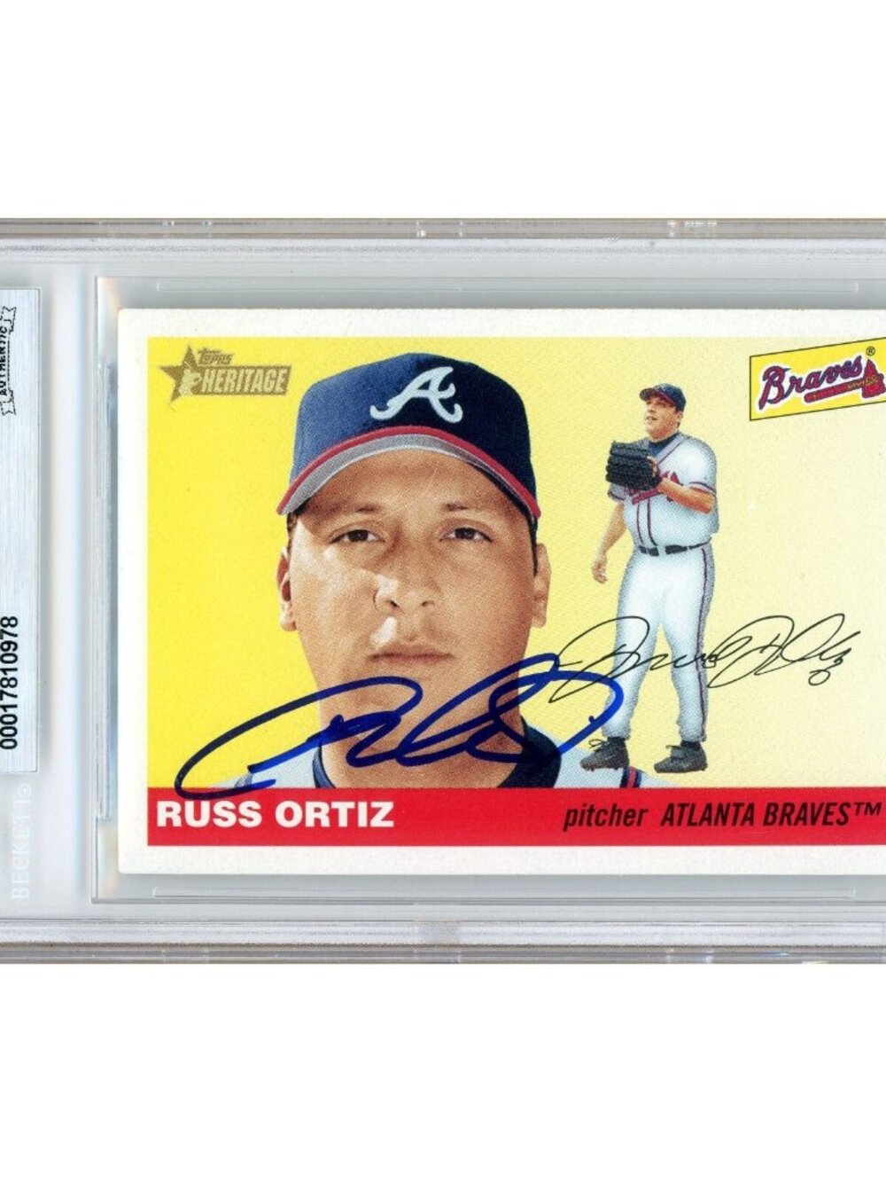 Russ Ortiz Signed 2004 Topps Heritage #295 Atlanta Braves Beckett BAS Slab Auto